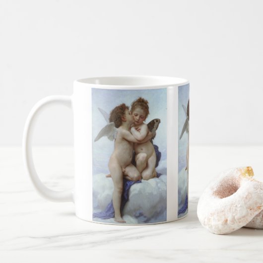 Eerste kus door Bouguereau,  Victoriaans Angels Koffiemok (Met donut)