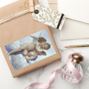 Eerste kus door Bouguereau,  Victoriaans Angels Rechthoekige Sticker