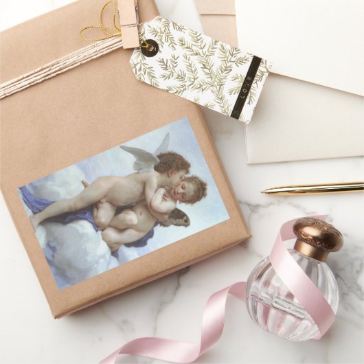 Eerste kus door Bouguereau, Victoriaans Angels Rechthoekige Sticker (Geschenken)
