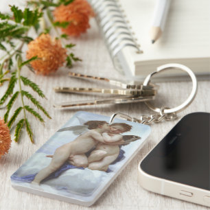 Eerste kus door Bouguereau,  Victoriaans Angels Sleutelhanger