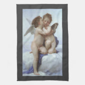 Eerste kus door Bouguereau,  Victoriaans Angels Theedoek (Verticaal)