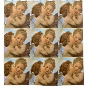 Eerste kus (engel detail) door Bouguereau Douchegordijn