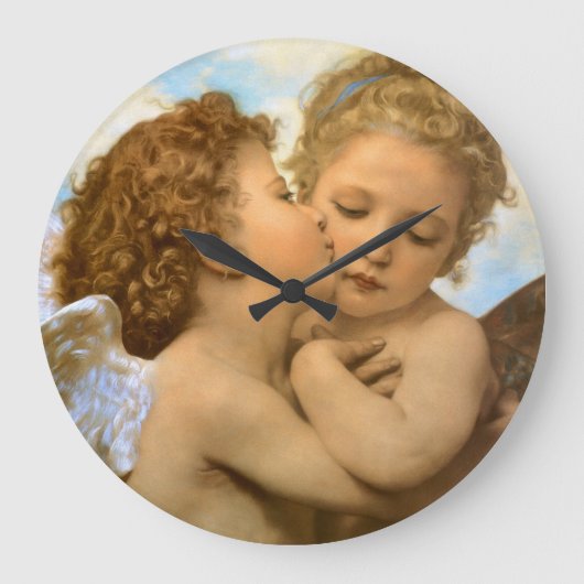 Eerste Kus (engel detail) door Bouguereau Grote Klok (Voorkant)