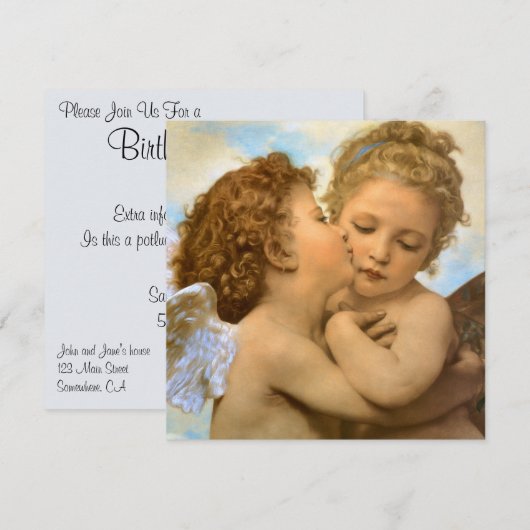 Eerste Kus (engel detail) door Bouguereau Kaart (Voorkant / Achterkant)