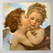 Eerste Kus (engel detail) door Bouguereau Poster (Voorkant)