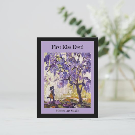 Eerste kus ooit! briefkaart (Staand voorkant)
