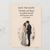 Eerste kus Save The Date Kaart (Voorkant / Achterkant)