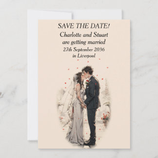 Eerste kus Save The Date Kaart