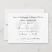 Eerste kus zwart-wit Huwelijks RSVP kaart (Achterkant)