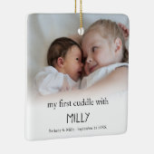 Eerste kussen met merknaam Foto-pasgeboren Baby Keramisch Ornament (Rechts)