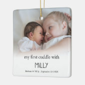 Eerste kussen met merknaam Foto-pasgeboren Baby Keramisch Ornament (Links)