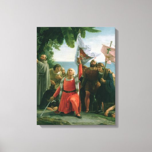 Eerste landing van Christoffel Columbus in Canvas Afdruk (Voorkant)