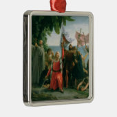 Eerste landing van Christoffel Columbus in Metalen Ornament (Rechts)