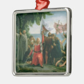 Eerste landing van Christoffel Columbus in Metalen Ornament (Links)
