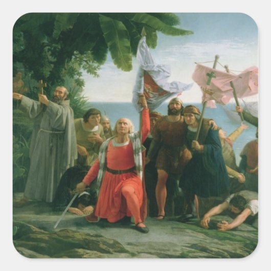 Eerste landing van Christoffel Columbus in Vierkante Sticker (Voorkant)