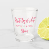 Eerste legale opname Modern Roze Rood 21e Verjaard Shot Glas (Voorkant)