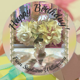 Eerste lente bloemen op jaardag PCM1 Ronde Sticker