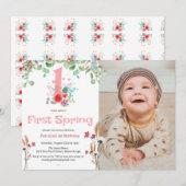 Eerste lente Floral Little Miss Onederful 1st BD Kaart (Voorkant / Achterkant)