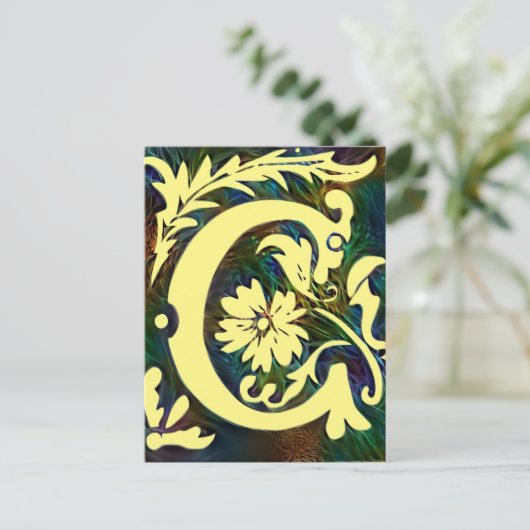 Eerste letter C  Corlorul ornament Briefkaart (Staand voorkant)