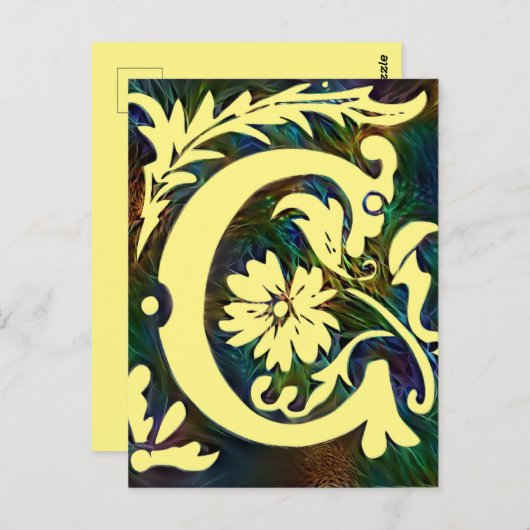 Eerste letter C  Corlorul ornament Briefkaart (Voorkant / Achterkant)