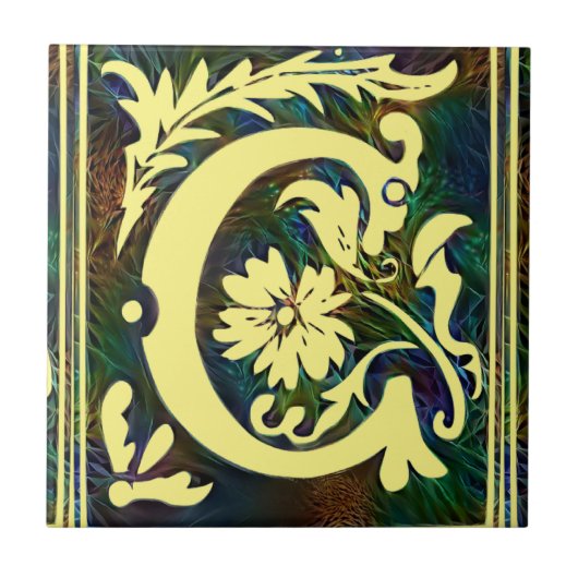 Eerste letter C  Corlorul ornament Tegeltje (Voorkant)