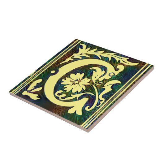 Eerste letter C  Corlorul ornament Tegeltje (Zijkant)