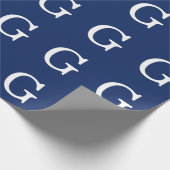 Eerste letter monogram blauw wit gewoon eenvoudig cadeaupapier (Hoek)