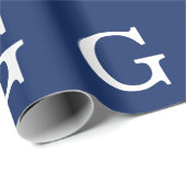 Eerste letter monogram blauw wit gewoon eenvoudig cadeaupapier (Rol Hoek)