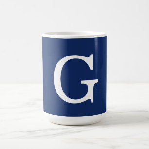 Eerste letter monogram blauw wit gewoon eenvoudig koffiemok