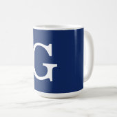 Eerste letter monogram blauw wit gewoon eenvoudig koffiemok (Voorkant rechts)
