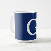 Eerste letter monogram blauw wit gewoon eenvoudig koffiemok (Voorkant links)