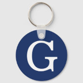 Eerste letter monogram blauw wit gewoon eenvoudig sleutelhanger (Voorkant)