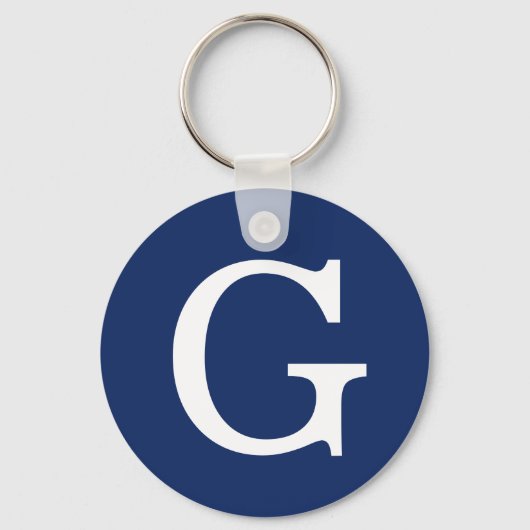 Eerste letter monogram blauw wit gewoon eenvoudig sleutelhanger (Voorkant)