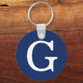 Eerste letter monogram blauw wit gewoon eenvoudig sleutelhanger (Voorkant)