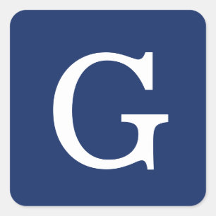 Eerste letter monogram blauw wit gewoon eenvoudig vierkante sticker