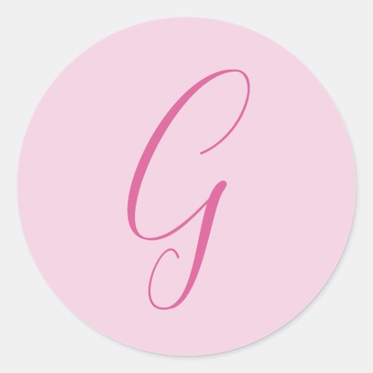 Eerste letter monogram licht roze gewoon chic ronde sticker (Voorkant)