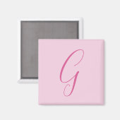 Eerste letter monogram lichtroze effen chic magneet (Voorkant / Achterkant)