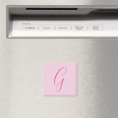 Eerste letter monogram lichtroze effen chic magneet (Insitu (Vaatwasser))