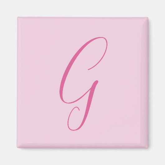 Eerste letter monogram lichtroze effen chic magneet (Voorkant)