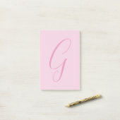 Eerste letter monogram lichtroze effen chic post-it® notes (Op bureau)