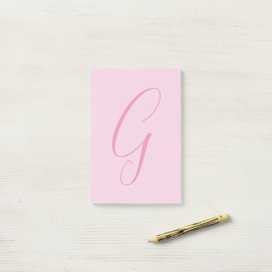 Eerste letter monogram lichtroze effen chic post-it® notes (Op bureau)