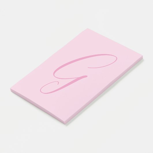 Eerste letter monogram lichtroze effen chic post-it® notes (Schuin)