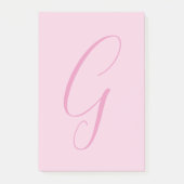 Eerste letter monogram lichtroze effen chic post-it® notes (Voorkant)