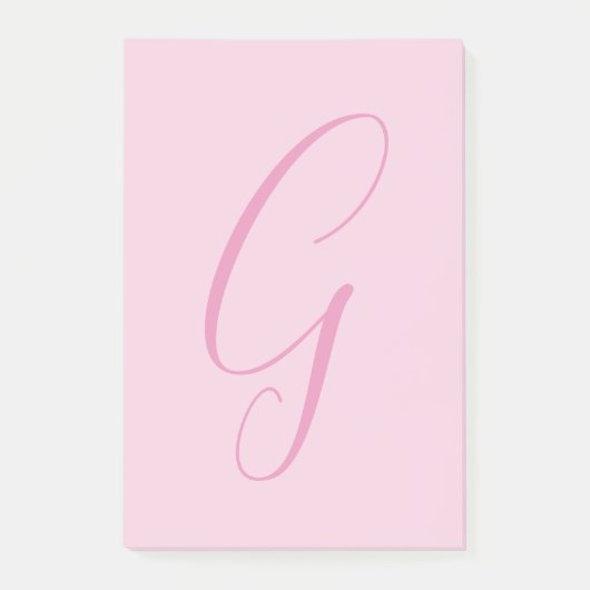 Eerste letter monogram lichtroze effen chic post-it® notes (Voorkant)