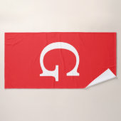 Eerste letter monogram rood wit gewoon eenvoudig badhanddoek (Badhanddoek)