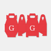 Eerste letter monogram rood wit gewoon eenvoudig bedankdoosjes (Uitgevouwen)