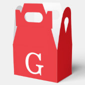 Eerste letter monogram rood wit gewoon eenvoudig bedankdoosjes (Geopend)
