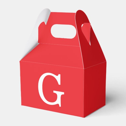 Eerste letter monogram rood wit gewoon eenvoudig bedankdoosjes (Voorkant Zijde)