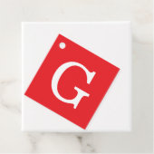 Eerste letter monogram rood wit gewoon eenvoudig bedankjes labels (In situ)