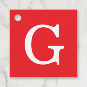 Eerste letter monogram rood wit gewoon eenvoudig bedankjes labels